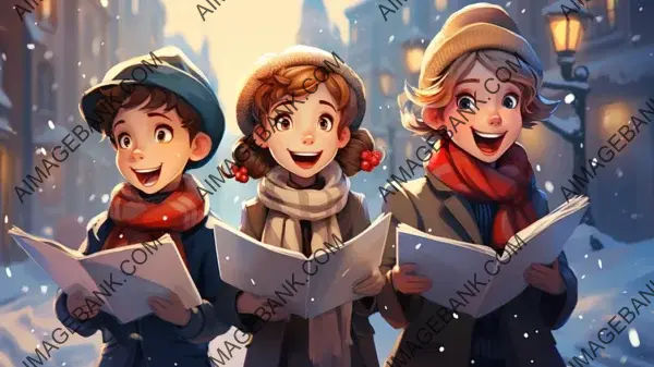 Holiday Cheer with Christmas Carolers Wallpaper