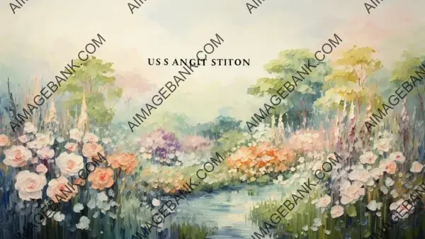 Aesthetic Impressionistic Garden Creation Wallpaper