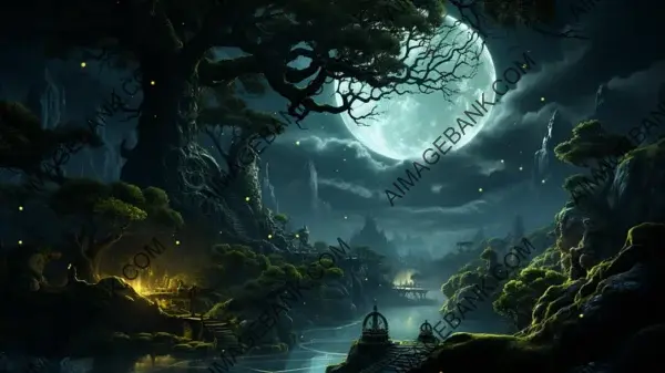 Enchanting Forest Scenes Bathed in Moonlight in Wallpaper