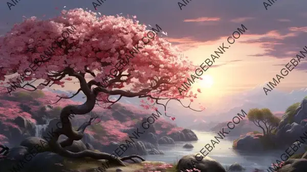 Depict Serene Scenes Highlighting Sakura Blossom Elegance in Wallpaper