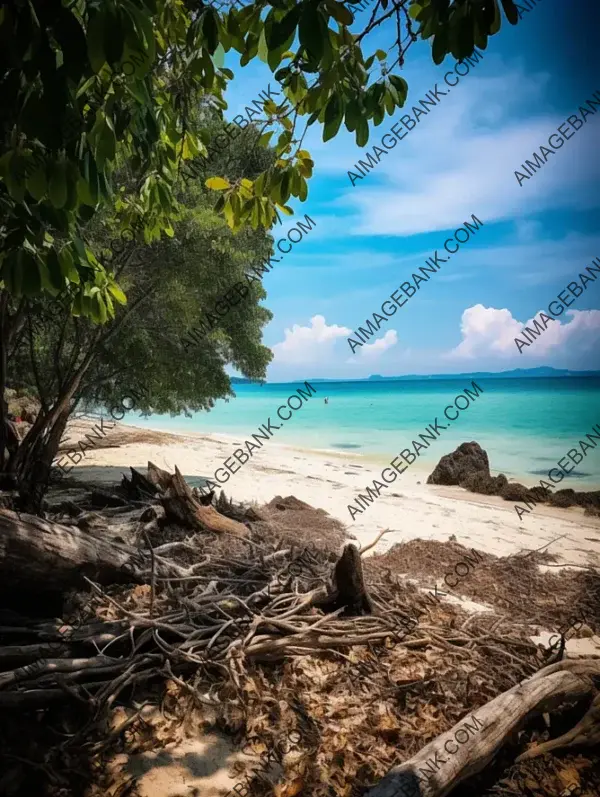 Tropical Paradise: Bamboo Island in Bright Realism