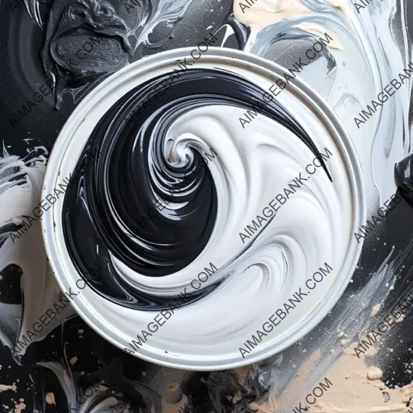 Artistic Palette: Downward View of White Paint on Black