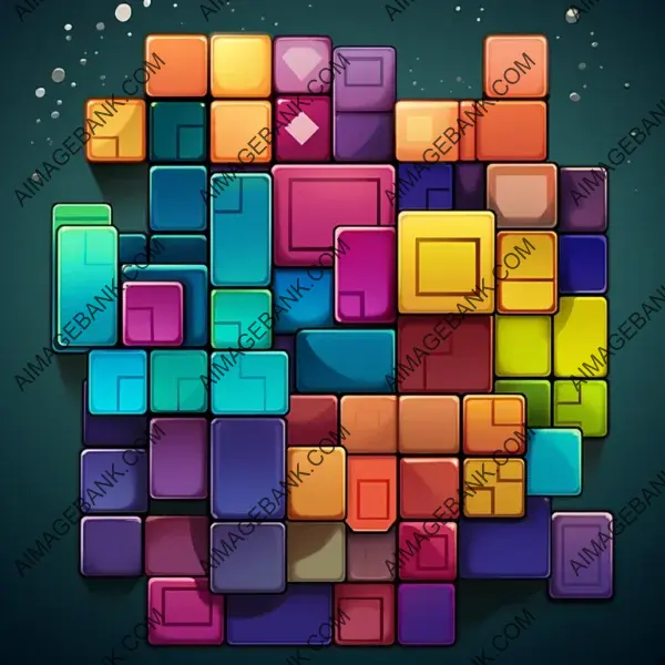 Minimalistic 2D Tetris Icon with Few Blocks