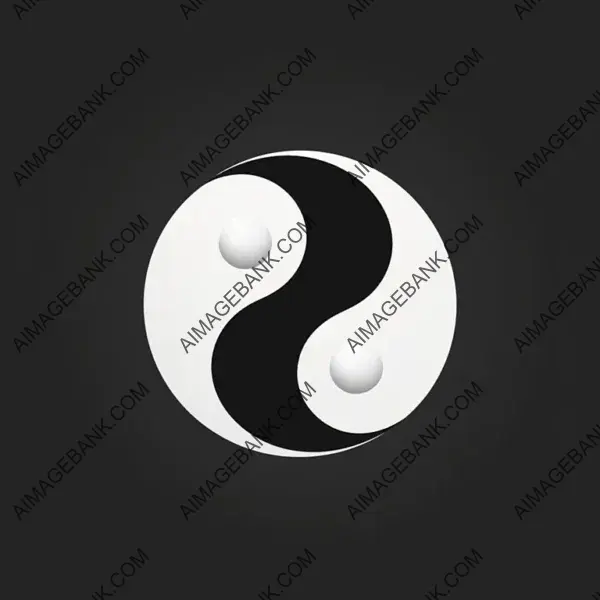 Black Ying Yang Symbol in a Flat Vector Logo