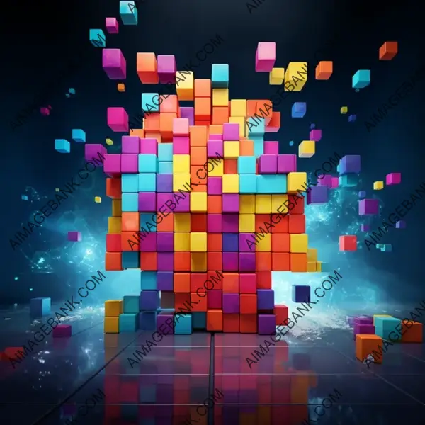 Tetris Blocks with Vibrant Colors Under Studio Lighting