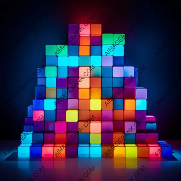 Studio Lighting Accentuates Vibrant Colors in Tetris Blocks