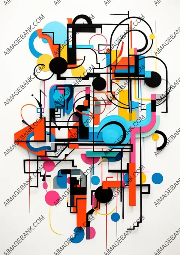 Bold Blackwork Illustration with Abstract Lines