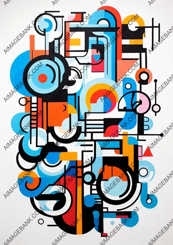 Black and White Abstract Illustration with Bold Lines