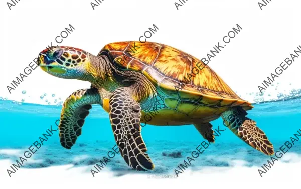 Detailed Sea Turtle on White