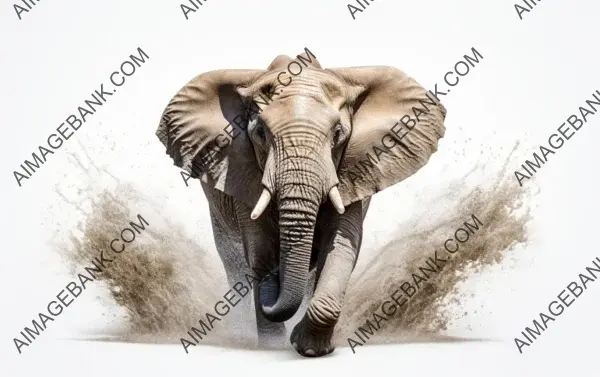 Isolated African Elephant &#8211; Water Splashing Magnificence