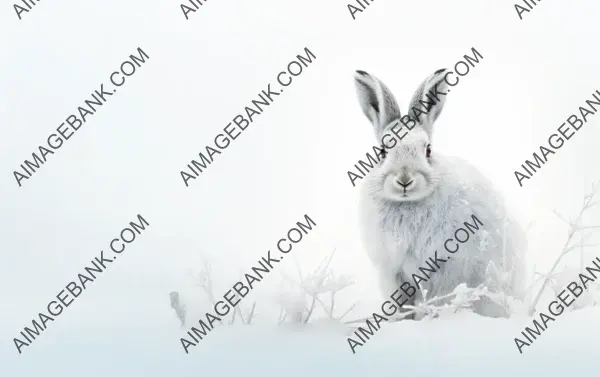 Isolated White Background &#8211; Arctic Hare&#8217;s Snowy Habitat