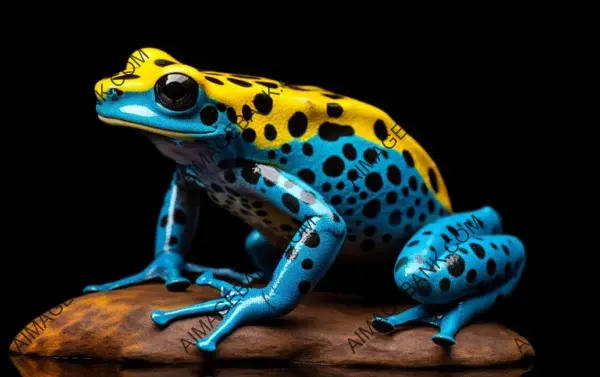 Blue Poison Dart Frog&#8217;s Colorful Display &#8211; Isolated White