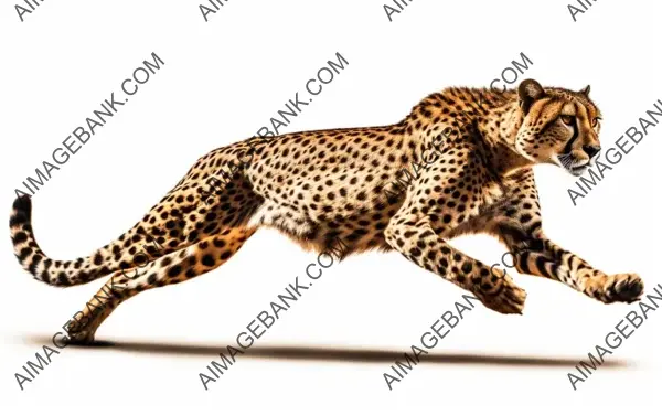 Cheetah in Full Stride &#8211; Isolated White Background