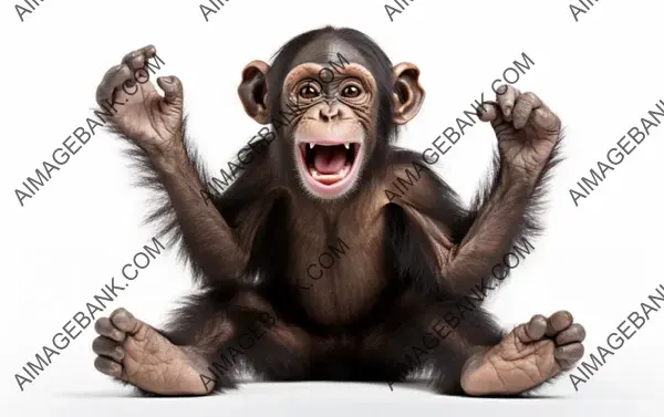 Frolicsome Chimpanzee &#8211; White Background Isolation