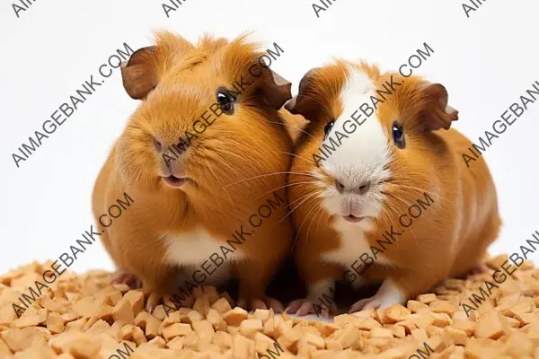 Guinea Pigs&#8217; Appetizing Feast &#8211; White Background Isolation