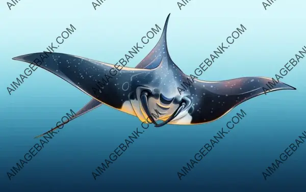 Manta Ray with Unique Features Isolated