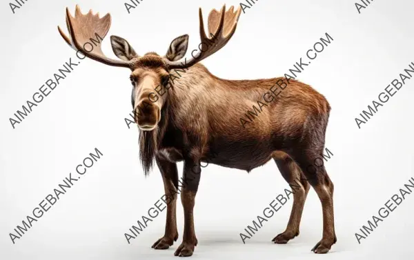 Moose with Impressive Antlers Isolated