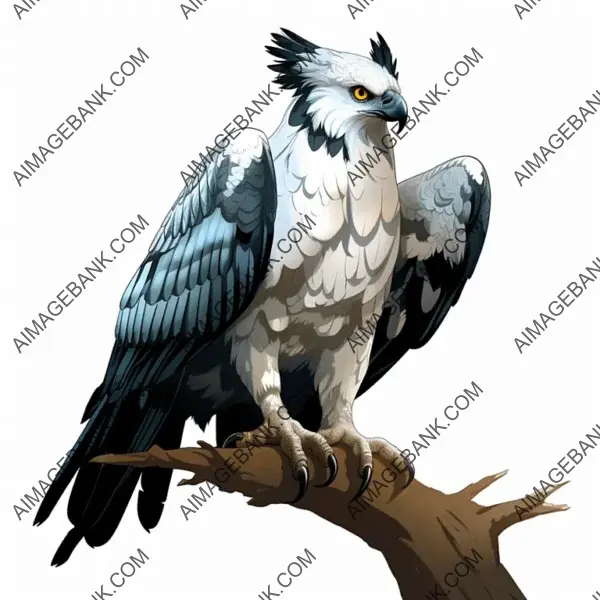 Harpy Eagle in Full Body Front View: Digital Art Manga