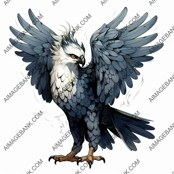 Harpy Eagle: Front View Digital Art in Manga Style