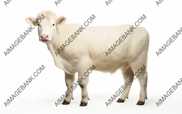 Charolais Cattle Showcasing White Coat: Isolated Elegance