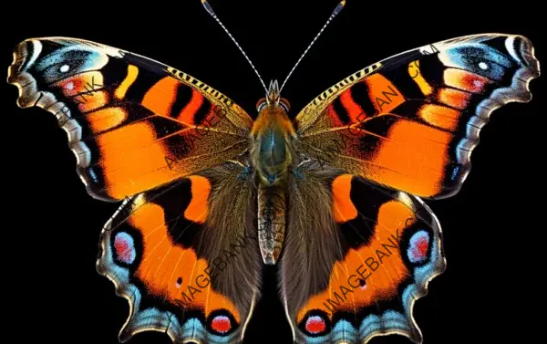 Large Tortoiseshell Butterfly: Colorful Beauty in Isolation