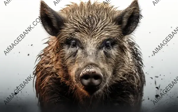 Wild Boar&#8217;s Face in Close-Up Cutout Isolated: Boar Majesty