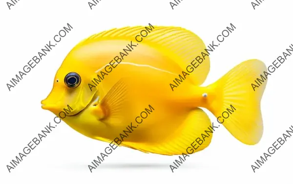 Yellow Tang Swimming Isolated  : Marine Beauty