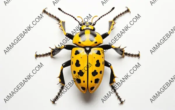 Striking Longhorn Beetle Insect: Captured in Isolation on White