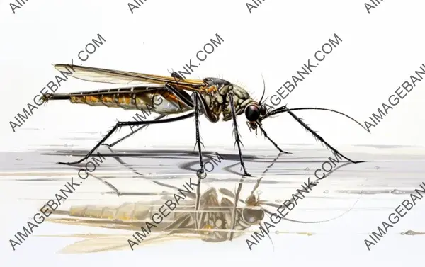 Water Strider Insect: Graceful Isolation on a White Background