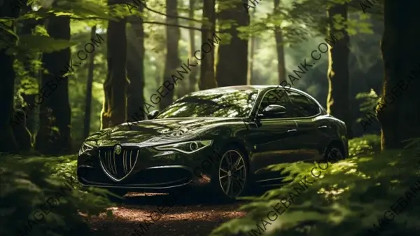 Alfa Romeo Tonale Surrounded by Lush Greenery