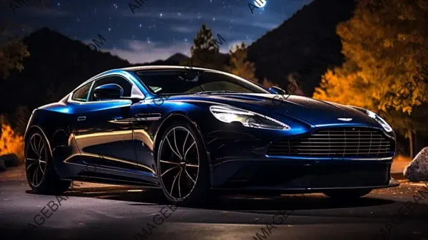 Aston Martin DB9 Glowing Underneath Starry Sky