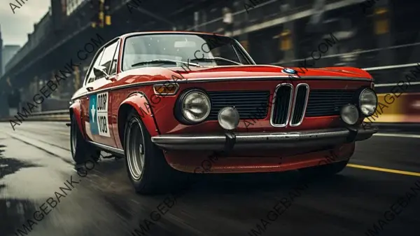 BMW 2002 Racing at Historic Racetrack Photogenic