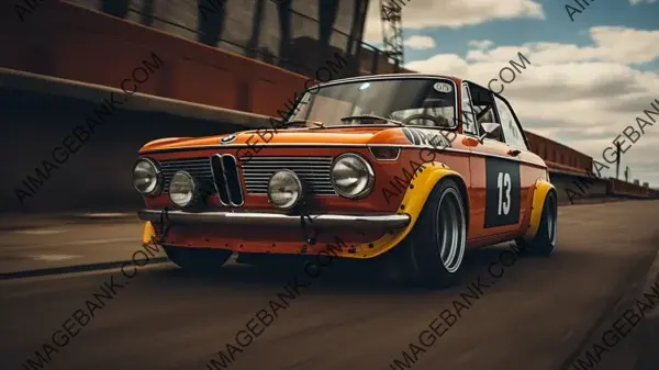 BMW 2002 Races at Historic Racetrack, a Photogenic Scene