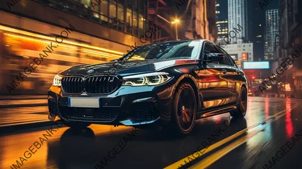 BMW 3 Series Speeding Through Iconic Cityscape