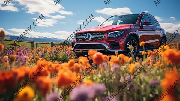 GLB Parked Amidst a Colorful Field Landscape