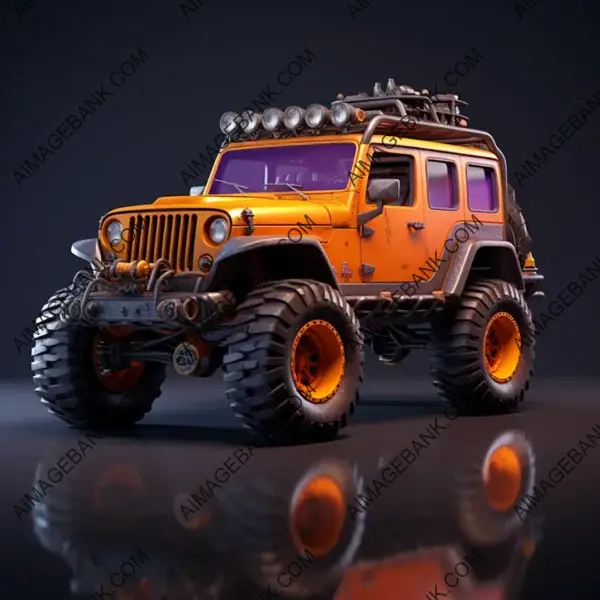 Customized Jeep Willys Car: Orange Paint Beauty