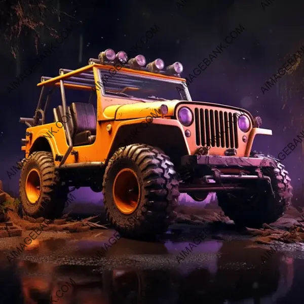 Purple Details: Jeep Willys Car in Customization