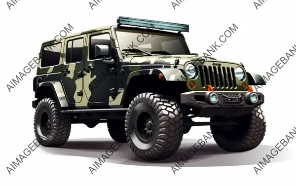 Jeep in Camouflage: Blend with Nature (Isolated)