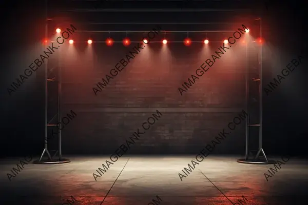 Stage Room Set with Empty Stool, Wall, and Floor Background