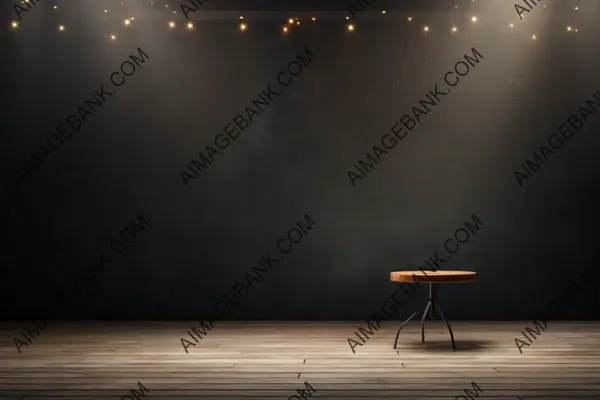 Room with Empty Stage, Stool, Wall, and Floor Background