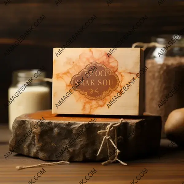 Mockup of Handmade Soap on a Rustic Wooden Display