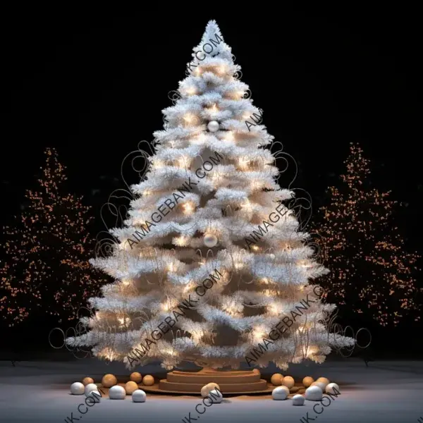 A 3D Christmas Tree Glowing with White Lights