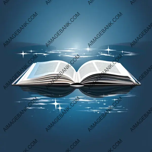 Open book on table with reflection