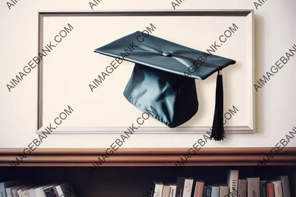 Graduation cap on a shelf with cross-processed style