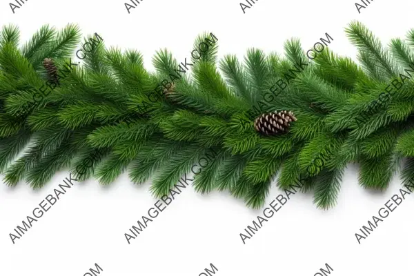 Green Christmas tree branches in an isolated border