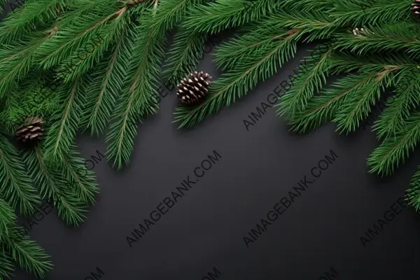 Isolated border of green Christmas tree branches