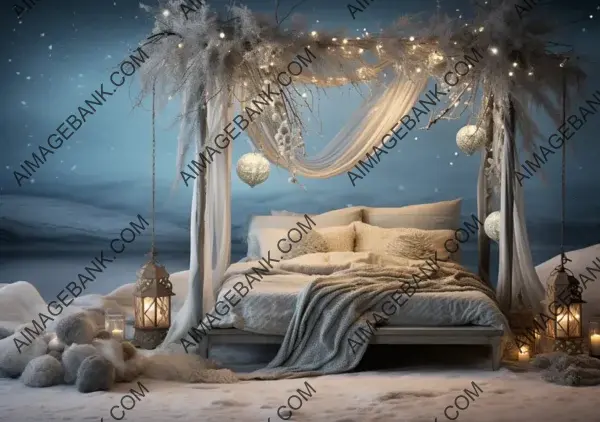 Winter Scene with Lanterns: Elaborate Bed Decor