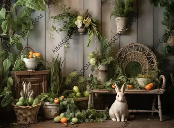 Easter Bunny Decor with Rabbit and Tree