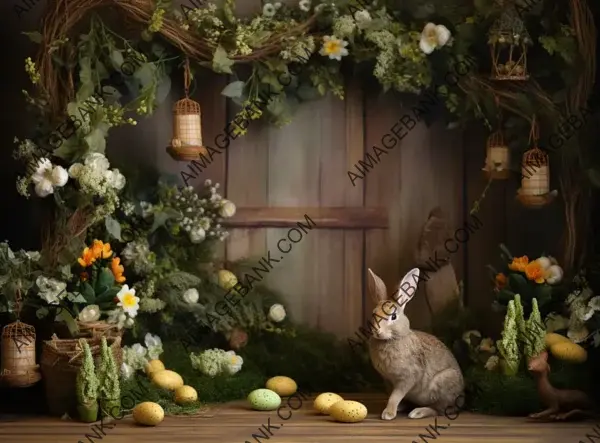 Easter Bunny Decorated with Rabbit and Tree for Festive Look