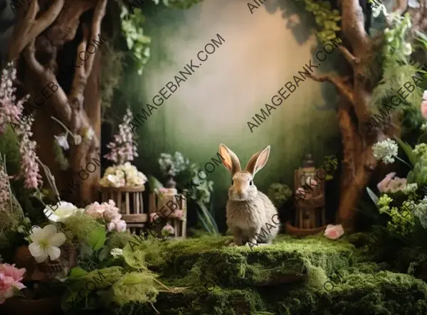 Easter Bunny Decor with Rabbit and Tree for the Holidays